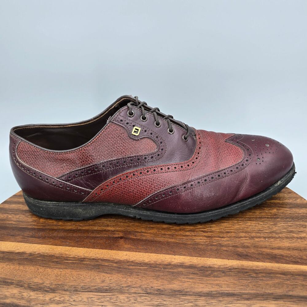 Footjoy Classics Golf Shoes Mens 11.5 C Burgundy Leather Wingtip Brogue Oxfords